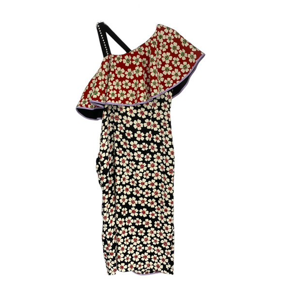 Marianna Senchina Sz S Avant Garde One Shoulder Floral Ruffle Dress Bling Strap - Picture 12 of 12